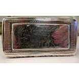 A George IV silver snuff box of rectangular form, the hinged lid inscribed as a prize for Messrs