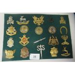 Twenty military cap badges and other insignia, some copies: to include Royal Warwickshire, Home