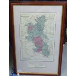 A reproduction of a late 19thC ordnance survey map of Buckinghamshire  13" x 19"  framed