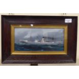 A 20thC marine study, the steam ship Port Augusta  oil on board  bears an indistinct signature  5" x