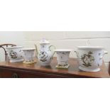 Five items of Herend porcelain: to include a teapot, decorated with winged insects and birds