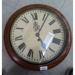 An early 20thC wall timepiece, in a turned mahogany case; the WM Potts & Sons Ltd, single fusee