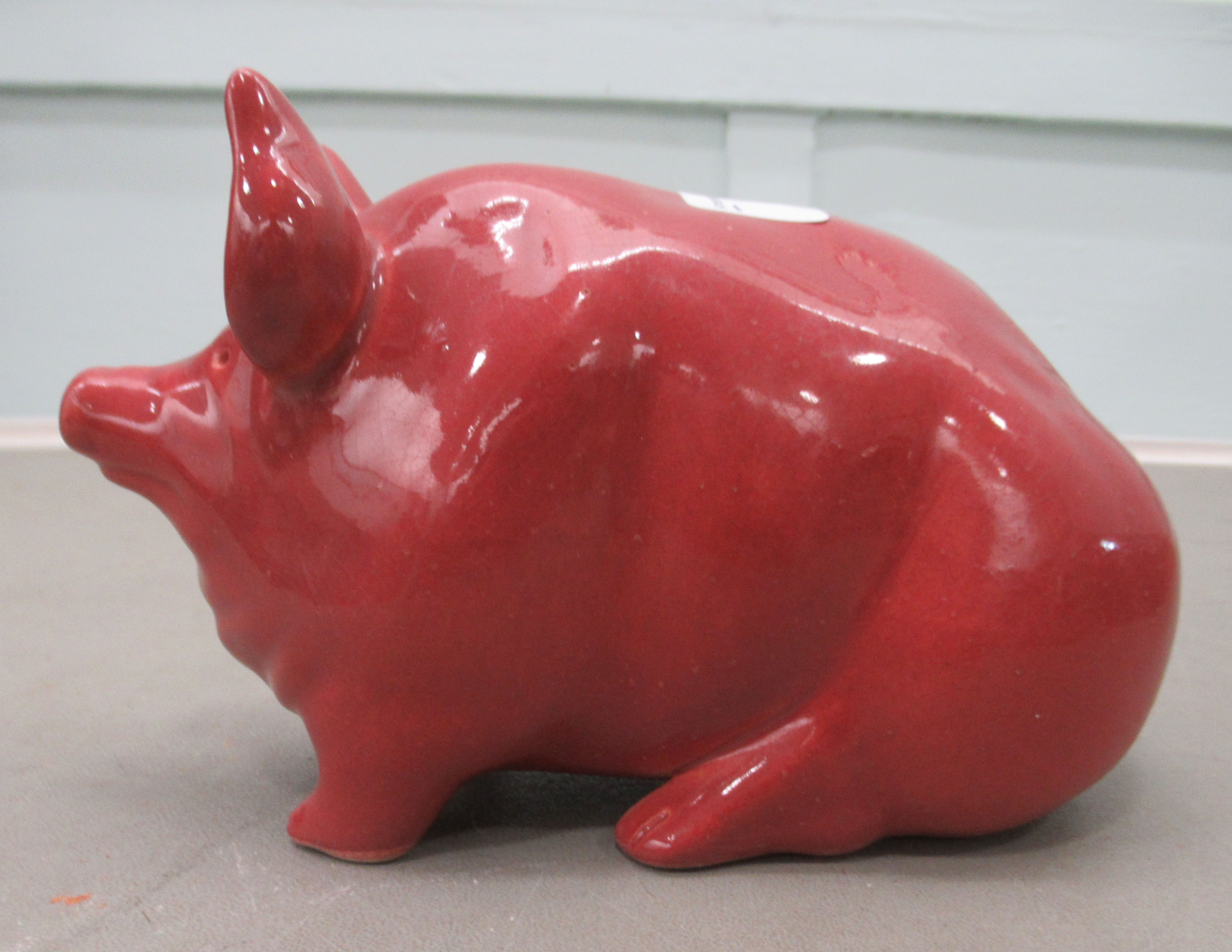 A Wemyss ware red glazed china model pig  4"h - Image 3 of 7