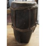 An African carved hardwood, hand-held tribal drum  13"h