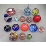 Glass paperweights: to include millefiori designs  mixed sizes