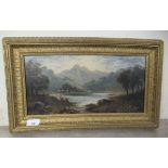 H Williams - a landscape  oil on canvas  bears a signature  7" x 15"  framed