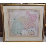 A Robert Morden coloured county map 'Middlesex'  17" x 15"  framed