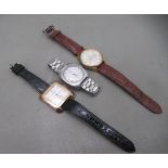 Three variously cased and strapped wristwatches