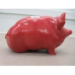 A Wemyss ware red glazed china model pig  4"h