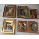 Six modern reproductions of 18th & 19thC oil paintings: to include portraits  largest 4" x 6"  all