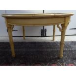 A modern simulated bamboo cream wash painted, coffee table  20"h  35"dia
