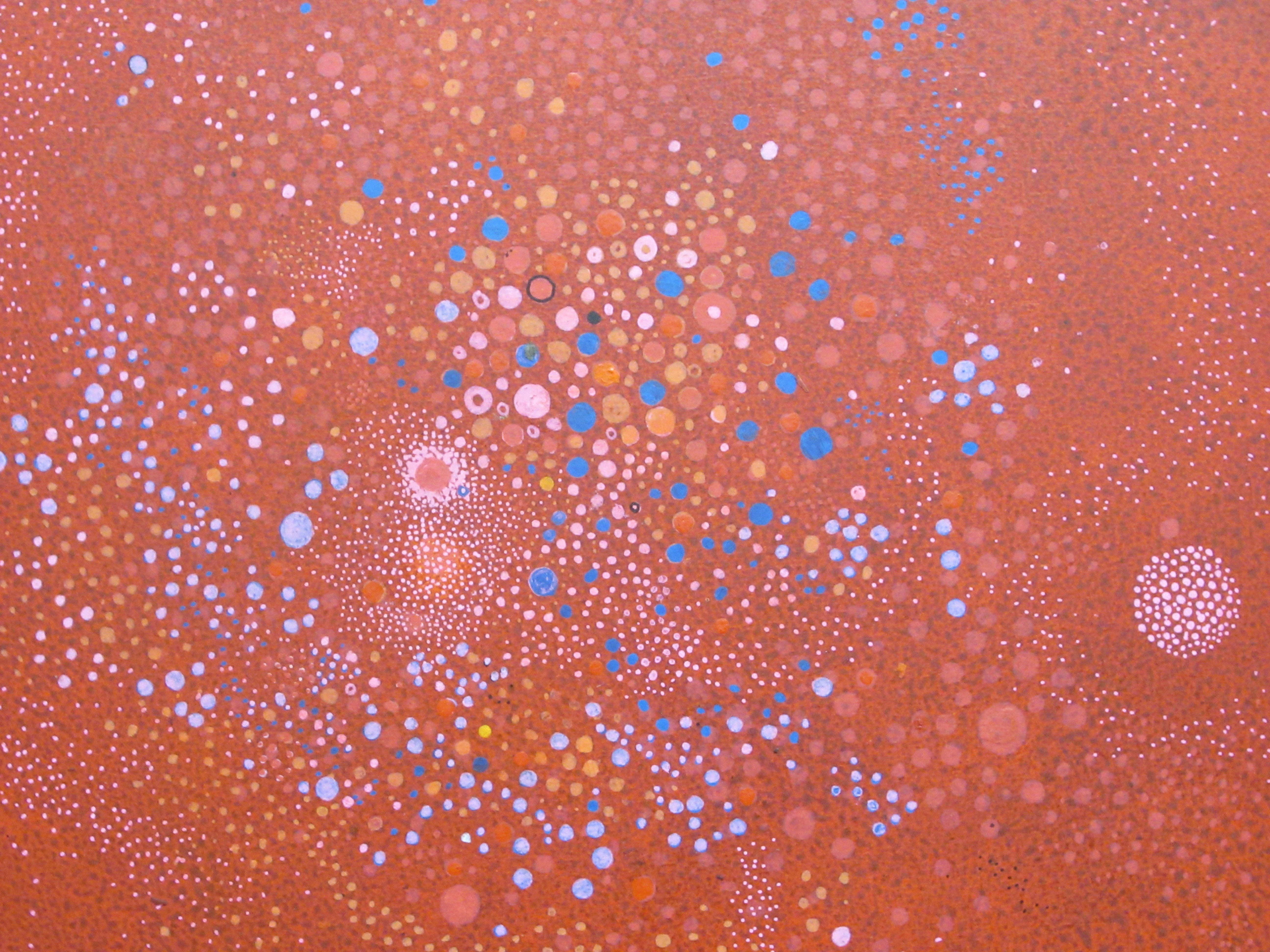 Peter Peretti - 'Red Nebula'  oil on board  bears text verso  26.5"dia - Image 2 of 4