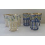 Six Venetian inspired glass tumblers, in two different coloured patterns