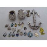 Silver, white metal and other collectables: to include a two-part anchor pendant
