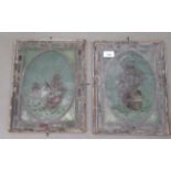 Two early 20thC lead glazed, nautically themed window panels  10" x 13"