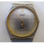 A Must de Cartier stainless steel cased and strapped wristwatch, the quartz movement faced by a