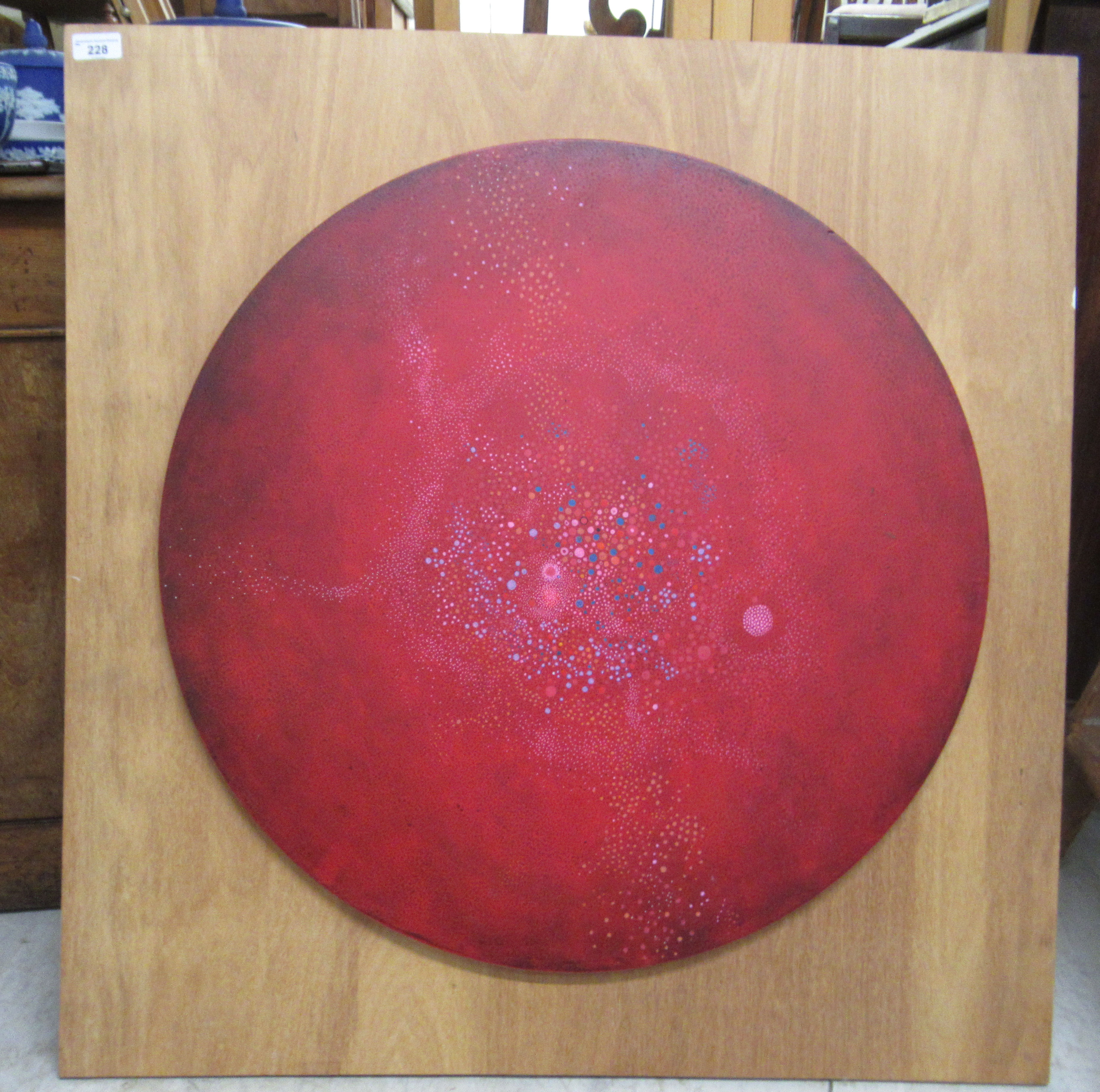 Peter Peretti - 'Red Nebula'  oil on board  bears text verso  26.5"dia