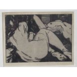 Two nudes - monochrome print  4" x 6"  framed