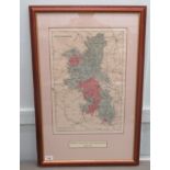 A reproduction of a late 19thC Ordnance Survey map 'Buckinghamshire'  13" x 19"  framed