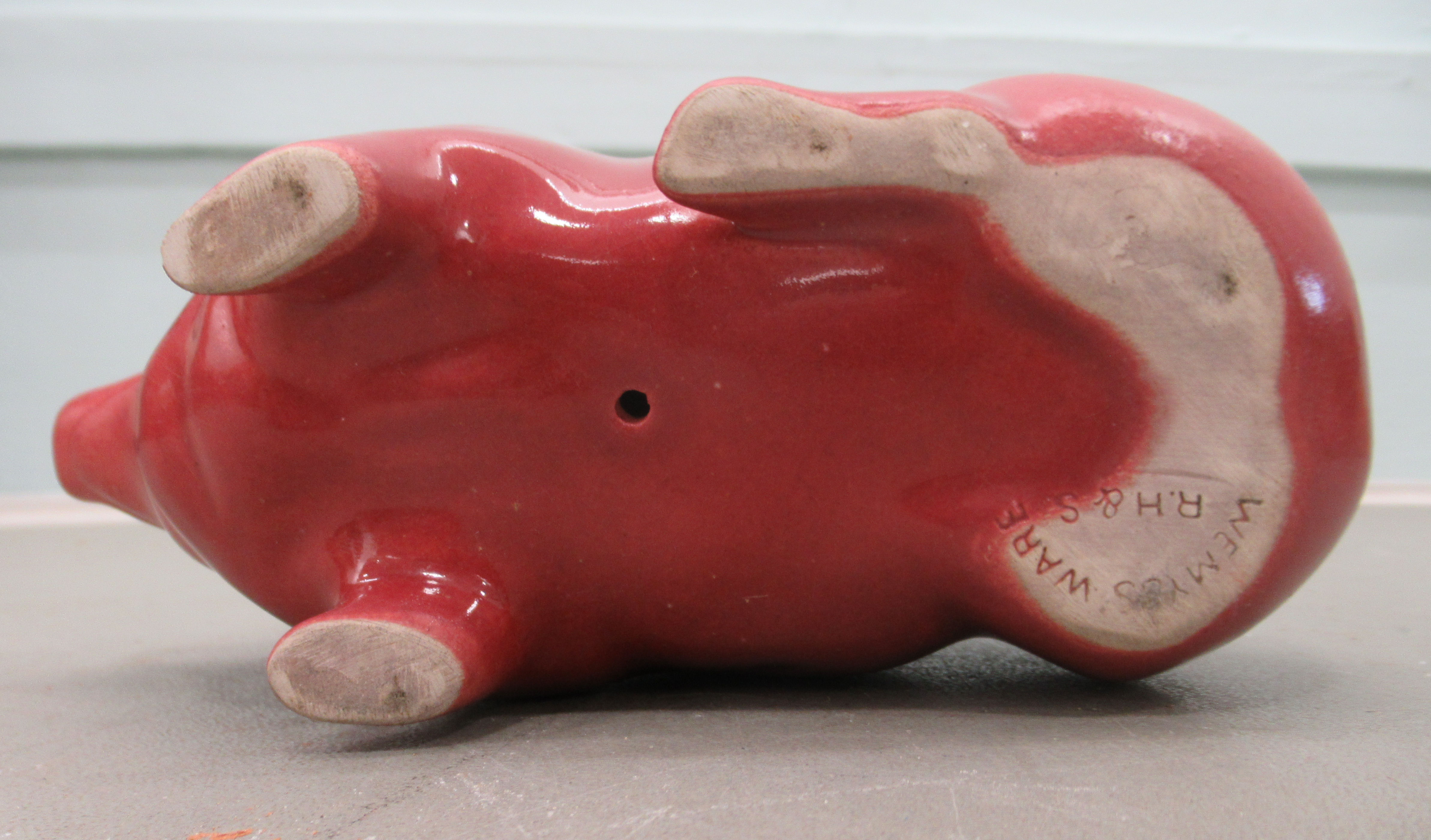 A Wemyss ware red glazed china model pig  4"h - Image 6 of 7