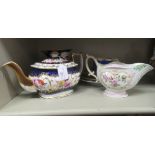 Mainly 19thC ceramics: to include a late Victorian china teapot, decorated in bright colours and