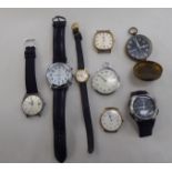 Seven modern wristwatches and a brass cased pocket compass: to include Casio and Ingersol