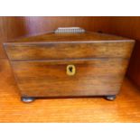 A Regency rosewood tea caddy  4.5"h  7.5"w