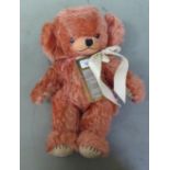A Merrythought Teddy bear 'Cheeky Coral Blush' with bells in ear  15"h