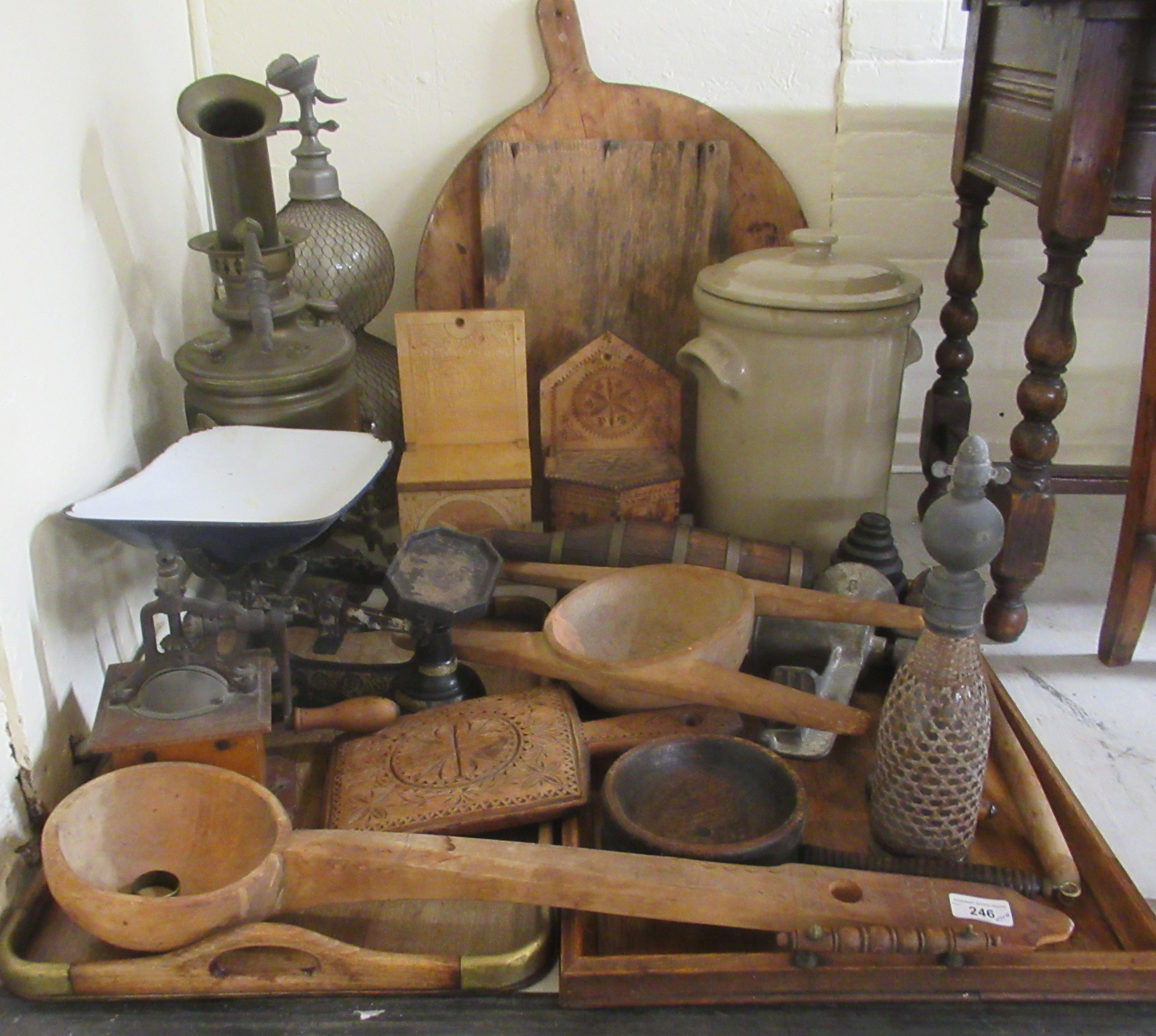 Wooden implements and vintage kitchen bygones