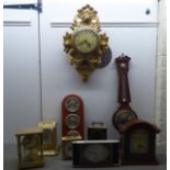 Clocks and barometers: to include Metamer mantel timepiece; faced by a baton dial  6"h  11"w