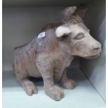 A carved wooden papier mache cow mould  13.5"h