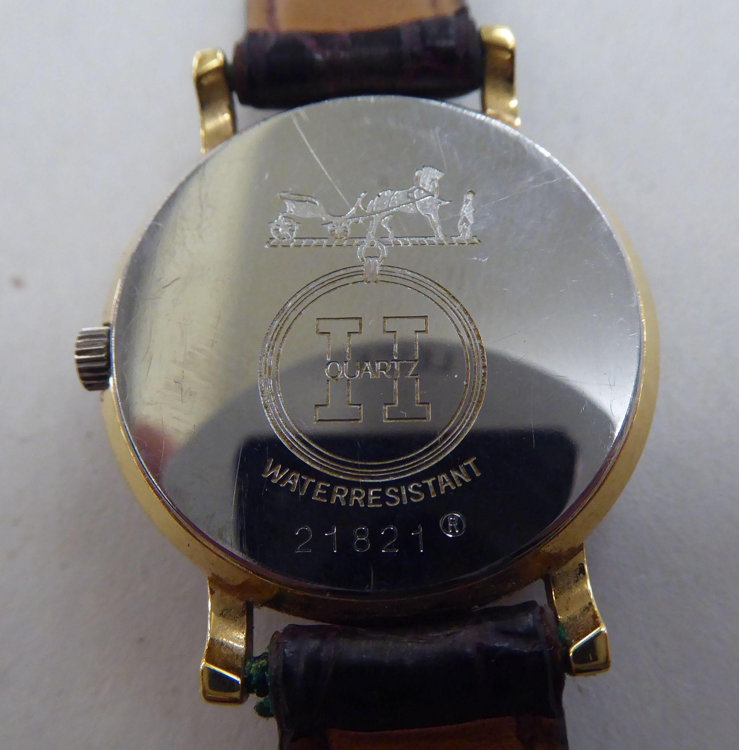 A lady's gold plated, stainless steel cased Hermes of Paris wristwatch, the quartz movement faced by - Image 4 of 7