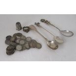 Silver collectables: to include a fiddle pattern condiment spoon  indistinct marks
