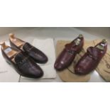 Two pairs of gentlemen's Bally brown/dark brown  leather loafers  size 9.5