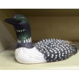 A Heritage Decoys Les Canardson, Canida, Common Lune carved and painted wooden model, by JB