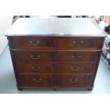 A modern (probably Bright's of Nettlebed) mahogany filing cabinet, the top set with a tooled brown