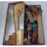 A carpenter's tool chest and various tools: to include a Henry Disston & Sons saw