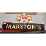 A moulded plastic Marston's advertising sign  14"h  28"w