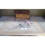 A mixed lot: to include an early 20thC embroidered Japanese cloth, depicting herons  8" x 12"