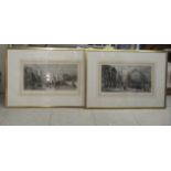 Two 19thC coloured engravings 'Windsor Castle' and 'City of London'  9.5" x 17"  framed