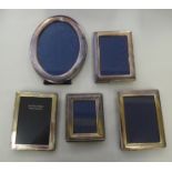 Five various modern silver photograph frames: to include a pair  5" x 4"  mixed marks