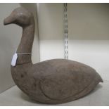 A vintage carved wooden papier mache mould, fashioned as a duck  15"h