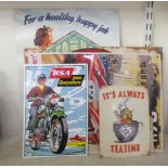 Cast metal signs: to include BSA  10" x 7"