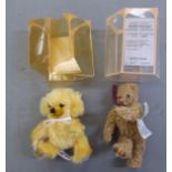 Two miniature Merrythought Teddy bears with mobile limbs  approx. 6"h