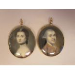 A pair of 18thC oval, head and shoulders portrait miniatures, featuring James Laird and Letitia