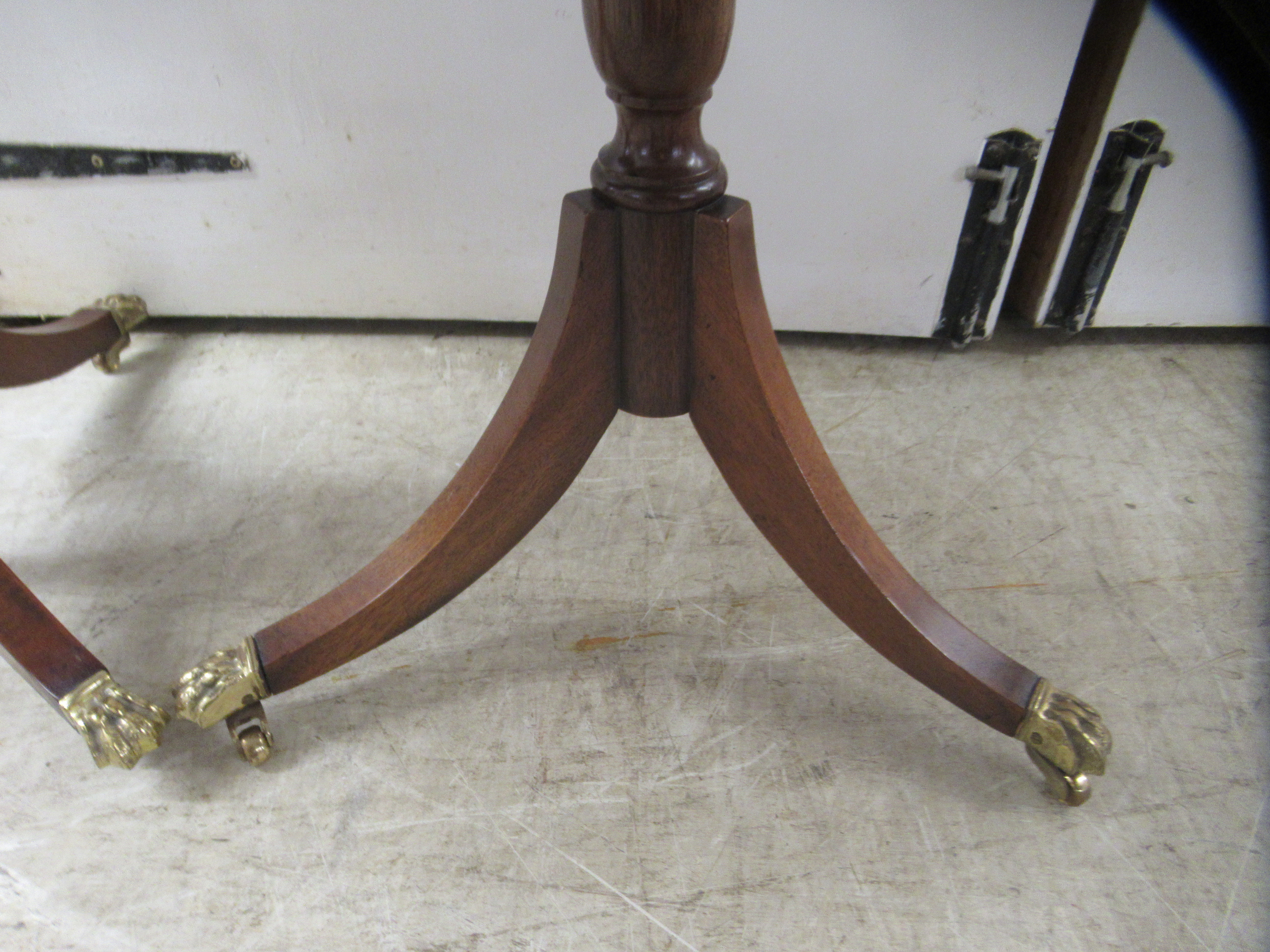 A pair of Brights of Nettlebed mahogany and walnut finished lamp tables, each with a frieze - Image 4 of 5