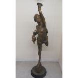 A cast and painted bronze figure 'Fortune' a standing classical nude with cornucopias, inscribed