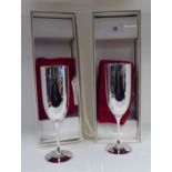A pair of Robbe & Berking silver coloured metal presentation, stemmed wine goblets, bearing the name