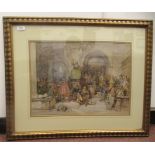 G Cattermole - 'The Declaration'  watercolour  bears a monogram & label verso  15" x 19.5"  framed