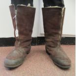 A pair of vintage Air Ministry fleece lined brown suede flying boots  13"h (size 9) (Please Note: